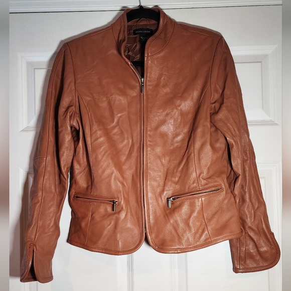 Valerie Stevens Chesnut Brown 100% Leather Jacket M Minor Flaws - Picture 1 of 7
